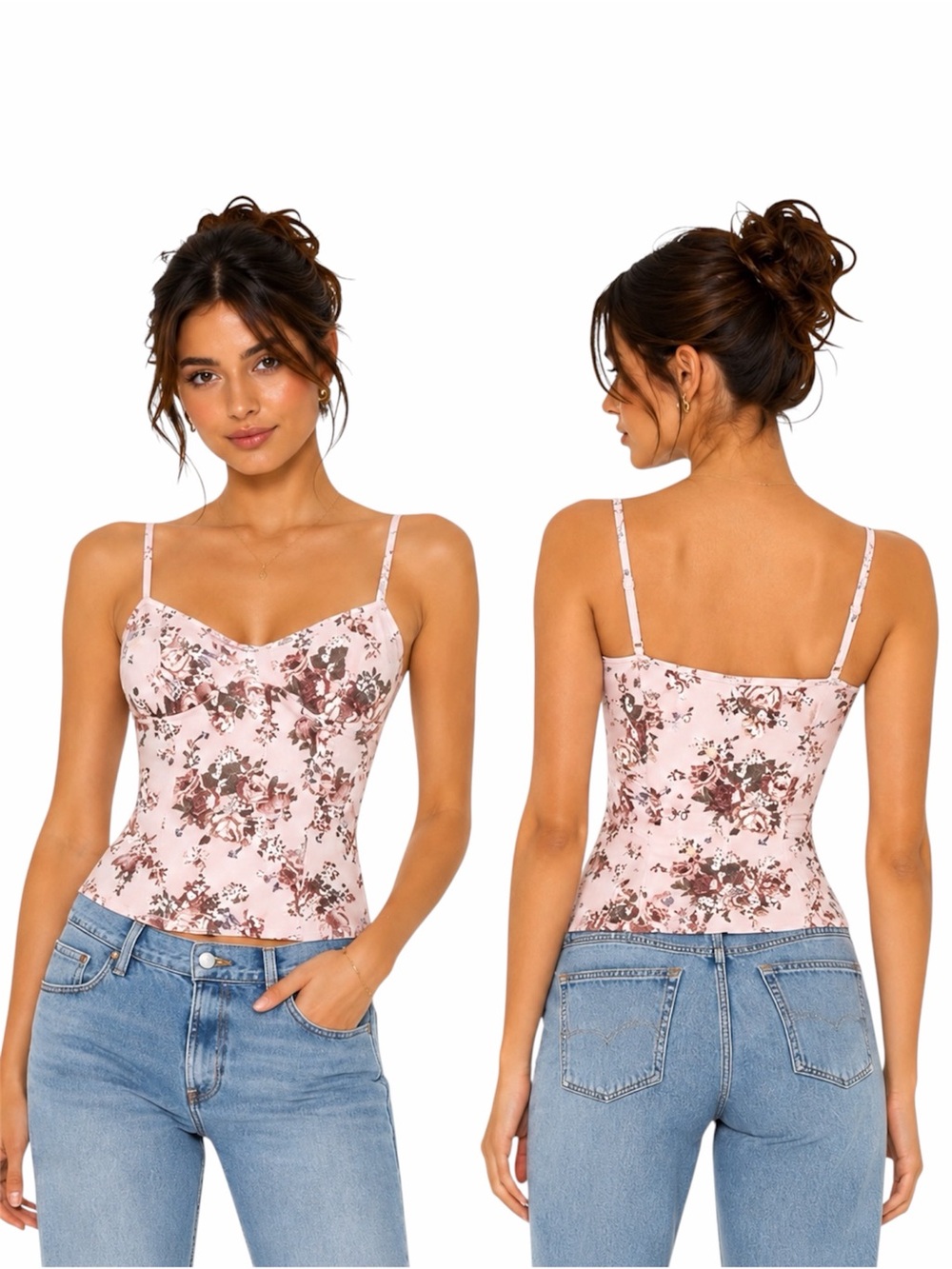 TALULA ARITZIA BUSTIER CAMI TOP FLORAL BLUSH PINK SZ MEDIUM - BRAND NEW, NO TAGS